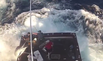4 camera angles of a 600lb Black Marlin Jumping Into Boat